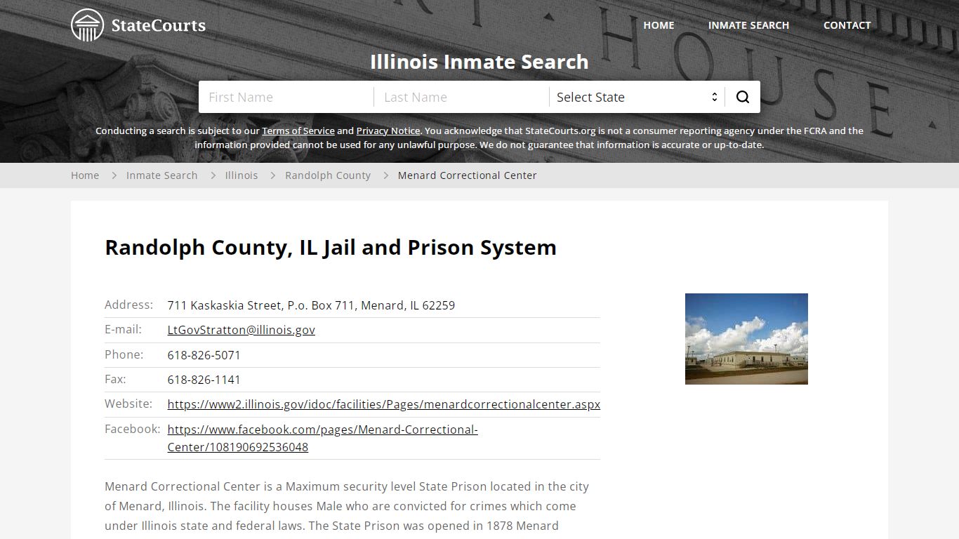 Menard Correctional Center Inmate Records Search, Illinois - StateCourts